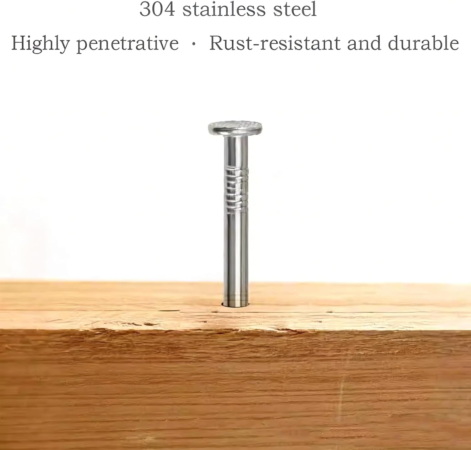 304 Stainless Steel Round-head Nails, Round-head Steel Nails for Flooring, 0.5kg, 0.5 Inches To 8 Inches, Suitable for Woodworking DIY (2.0in/approx.190pcs)