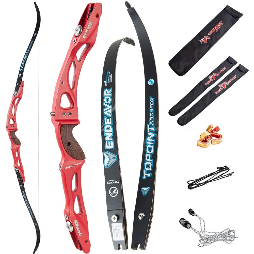SHARROW 18-44lbs Archery Recurve Bow ILF Bow Riser and Limbs 66/68/70 Inch Aluminum Riser Takedown Recurve Bow for Athletic Competition (70"/28lbs, Red)