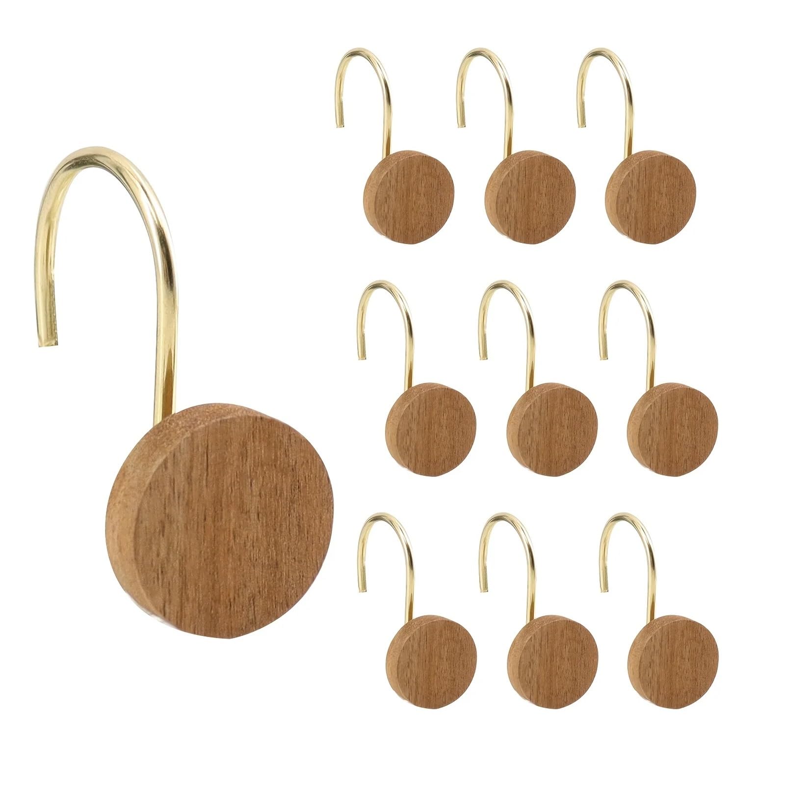 Ganci for tende da doccia rotondi moderni da 12 pezzi, anelli decorativi in ​​legno for asta, camera da letto, soggiorno(Color 1)