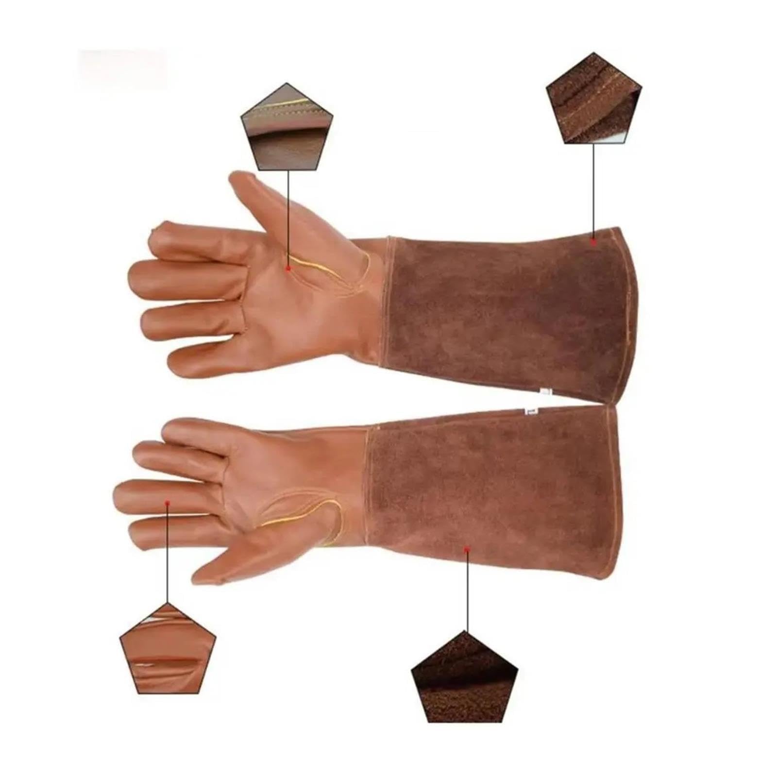 Generisch Langarm-Gartenhandschuhe aus Leder, Thermo