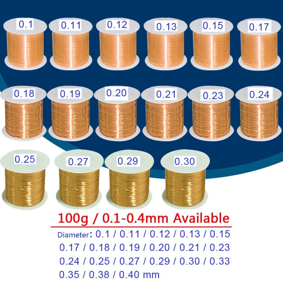 GatherTOOL 100g Polyurethane Enameled Copper Wire QA-1/155 2UEW Varnished Diameter 0.1mm to 1.5mm for Transformer Wire Jumper (Color : 0.35 100g)