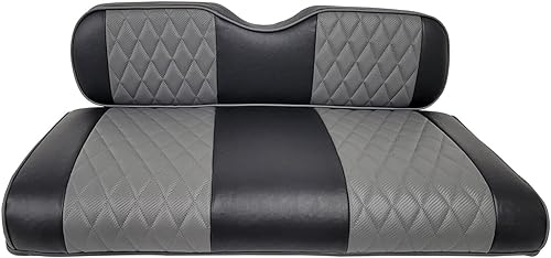 Vista 23 de Huskey - 2 fundas de asiento delantero para carrito de golf EZGO Medalist/TXT 94-13, costuras de diamante negro y azul de dos tonos con ribete azul