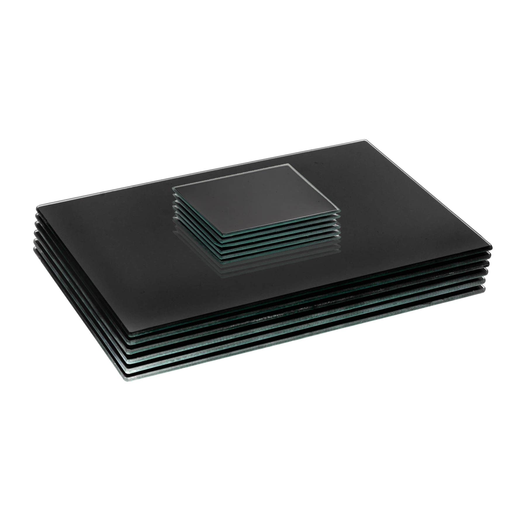 Harbour Housewares Black 12Pc 30Cm X 20Cm Glass Placemats & Coasters Set