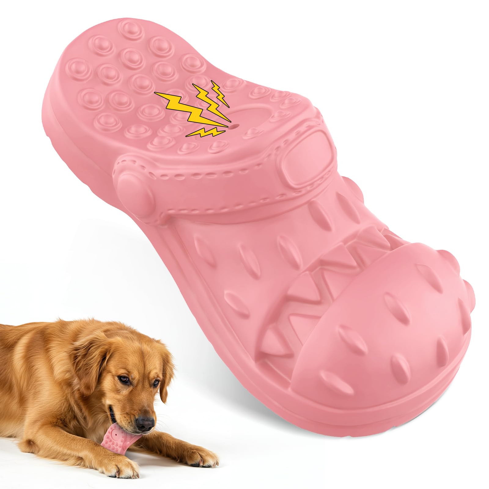 RUXAN Hundespielzeug, Saubere Hundezähne, Hundespielzeug, Kauspielzeug aus Naturkautschuk für Kleine, Mittelgroße und Große Hunde, Aggressives Kauen - Pink