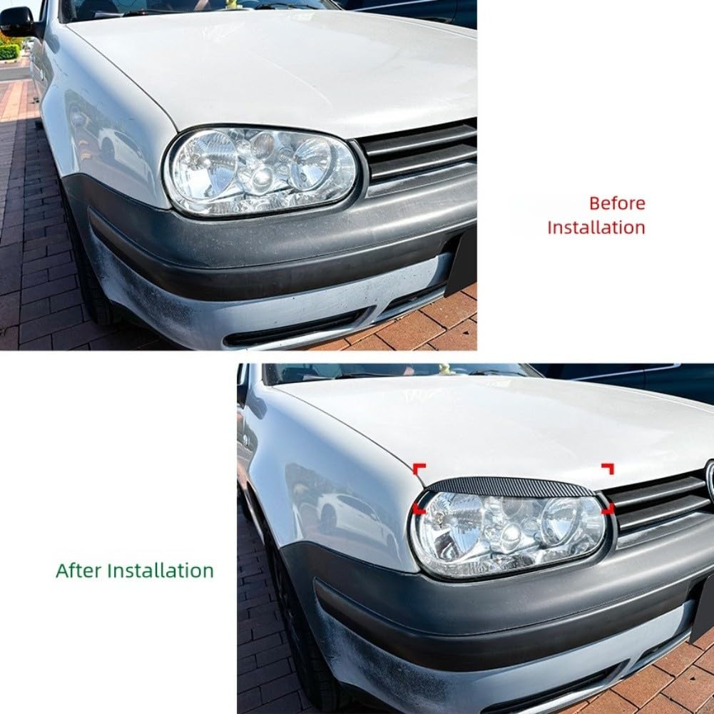 Cubierta de cejas para faros delanteros Golf MK4 GTI SDI R32 para FSI GL GLS 2 puertas y 4 puertas, plástico ABS, parte de estilo de luz delantera (aspecto de carbono)
