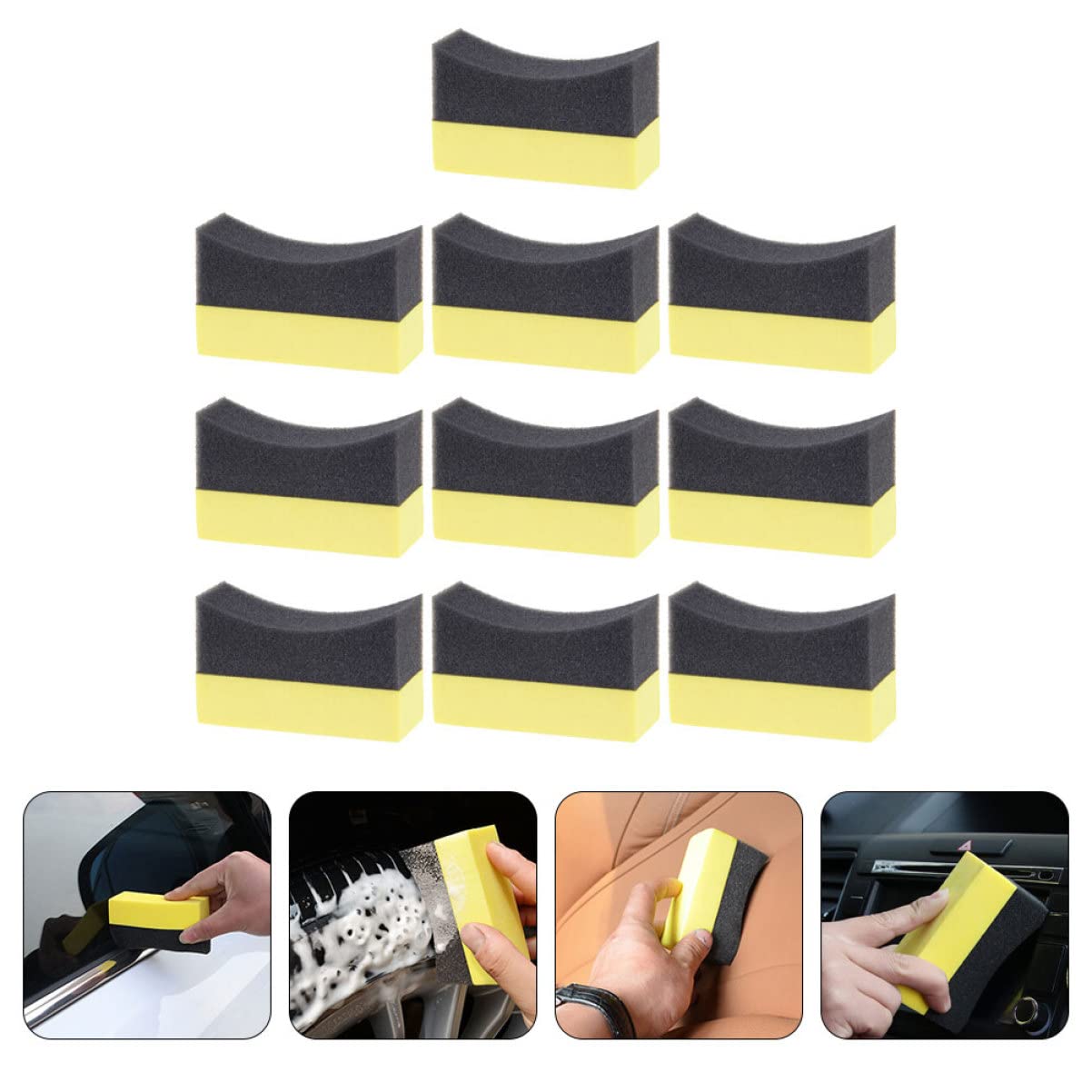 50piezas Esponjas De Aplicación para Limpieza De Neumáticos De Herramienta Portátil para Pulido De Interiores De Automóviles para Muebles y Cristales