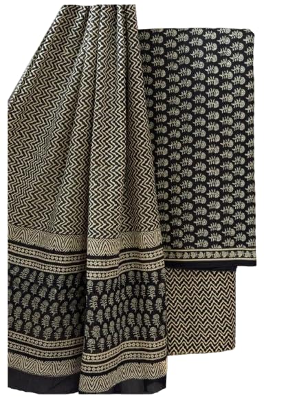 rigdom Trendy Block Print Cotton Unstitched Dress Material with Dupatta-picture-35