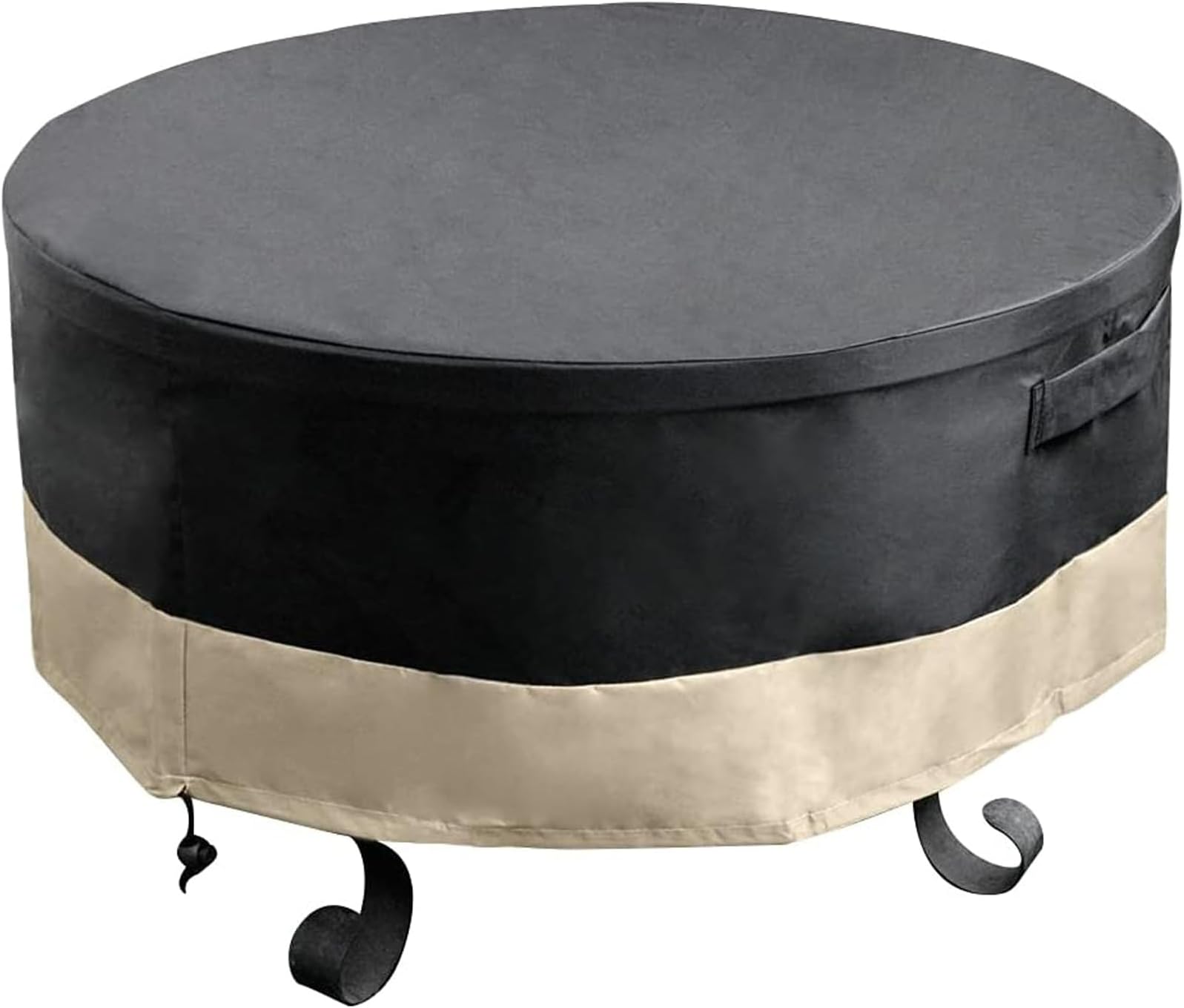 only fire φ76 cm Round Pit Cover with Drawstring and Toggle Closure, 600D Oxford Fabric Cover for Pit, Barrel and Basket, Black, 76 x 30 cm