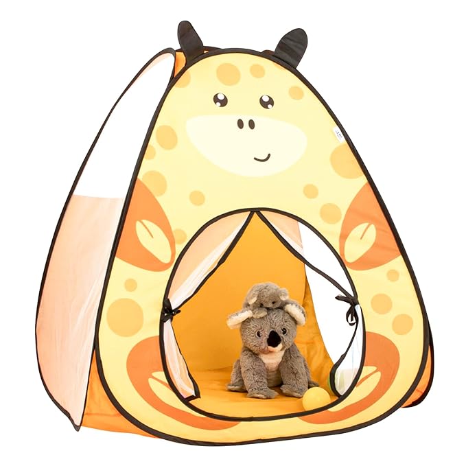 Jam & Honey Giraffe Popup Play Tent for Kids | Foldable Animal Themed Tent House | for Boys and Girls from 1 to 4 Years | Easy to Set Up | Yellow and Orange