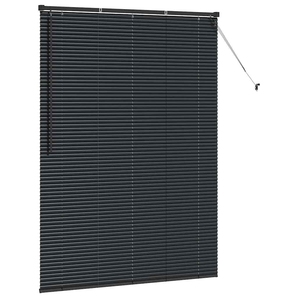 Moderne Fensterjalousie, Schwarz, Aluminium Matt, 135x175 cm, Manuell, Langlebig, für Wohnzimmer Schlafzimmer, verstellbare Lichtkontrolle