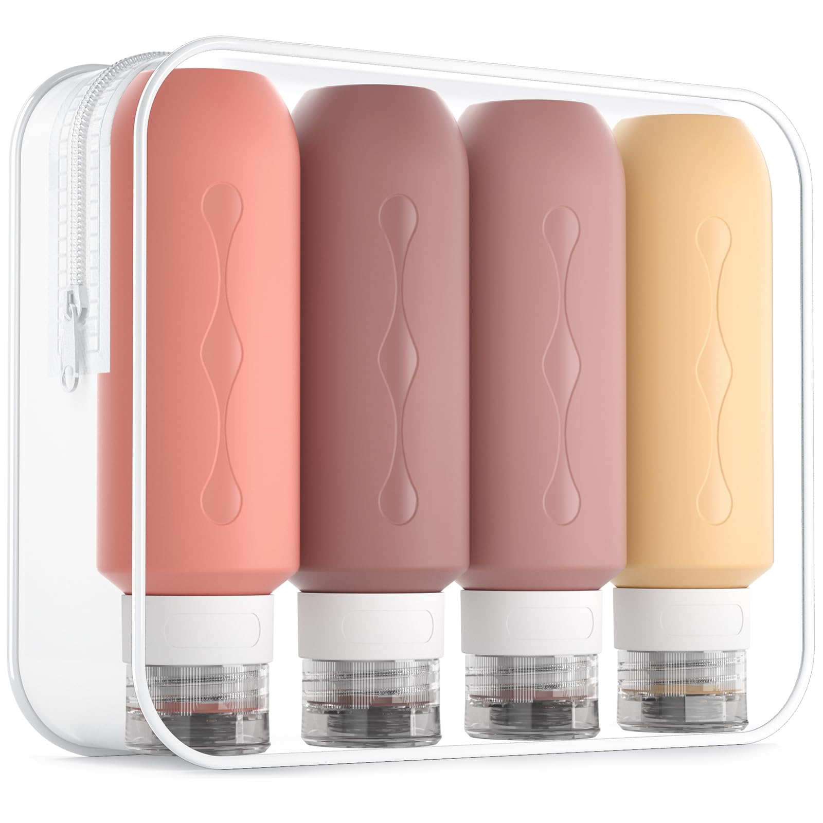 Gemice Travel Bottles for Toiletries, Tsa Approved Travel 6oz Size Containers with Clear Bag, BPA Free Leak Proof Travel Tubs Refillable Liquid Travel Accessories for Cometic Shampoo Lotion