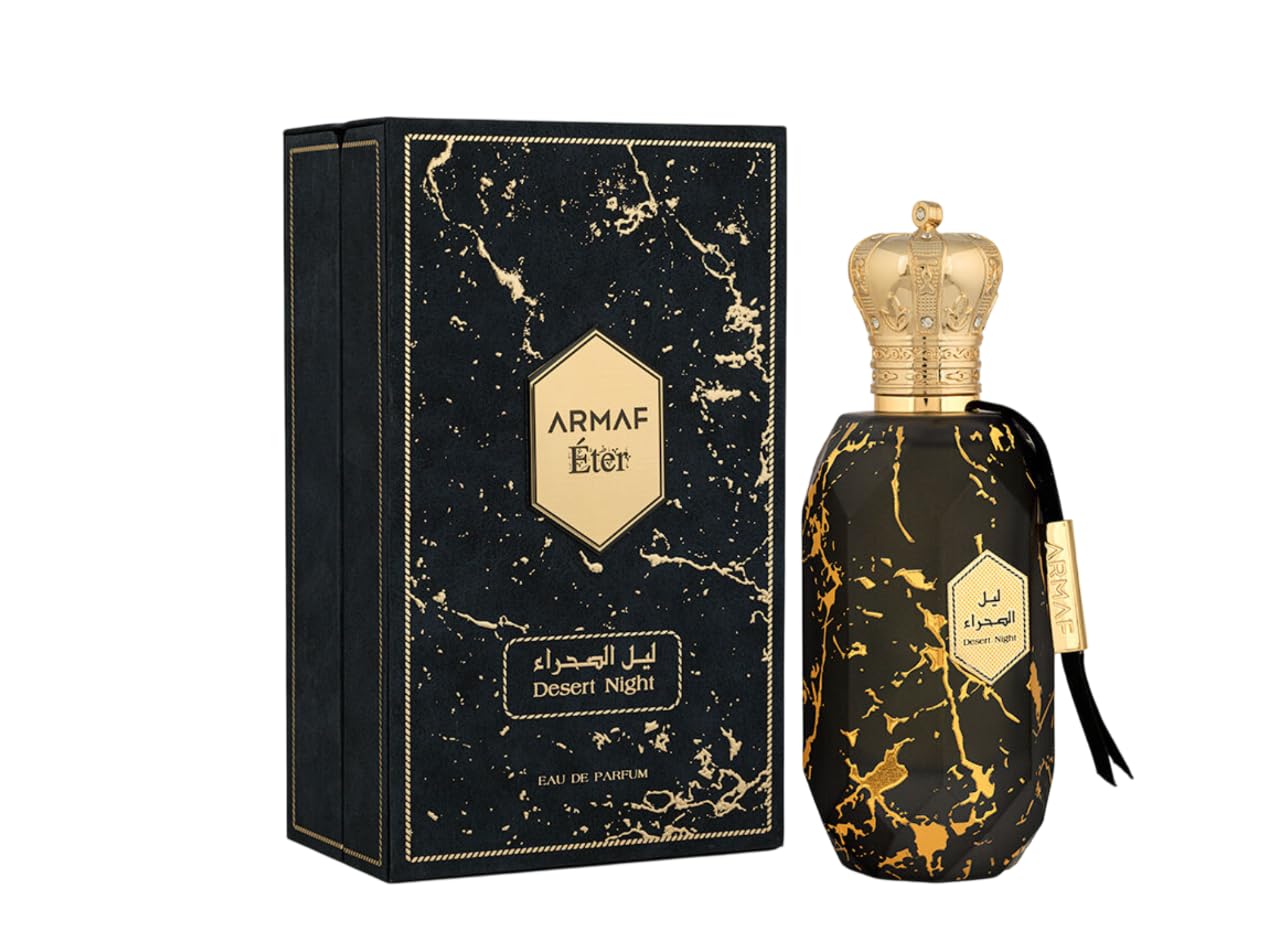 Armaf Eter Desert Night Eau de Parfum 100 ml, Perfume Árabe Unisex de Larga Duración, Incluye Atomizador Recargable 5 ml, Fragancia Amaderada con Canela, Cuero y Ámbar (Desert Night)