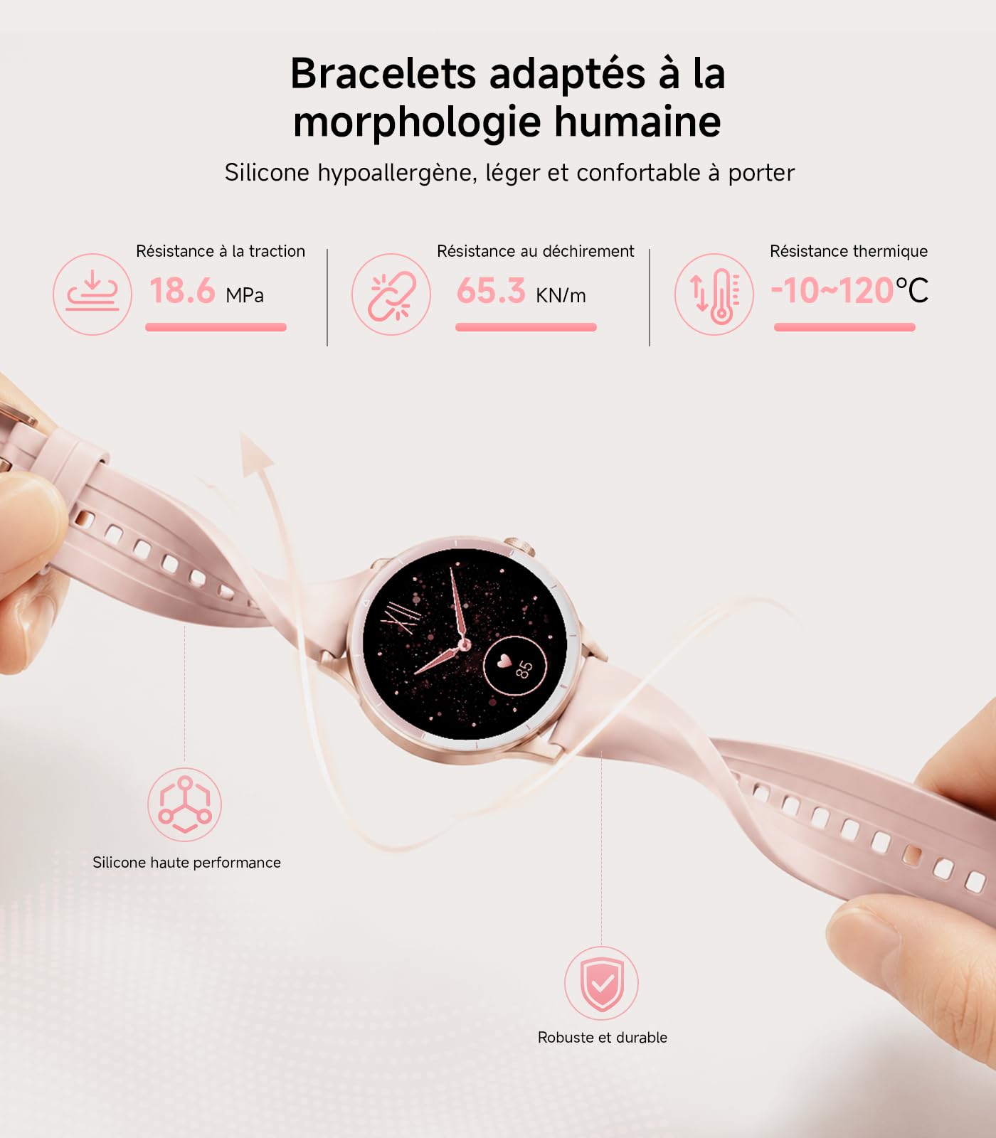 Montre intelligente femme,ultra-mince 0,39",suivi 24H | Appels Bluetooth, ip68 étanche, fréquence cardiaque / cycle Tracker, 100 + modes sportifs, compatible Android / iPhone