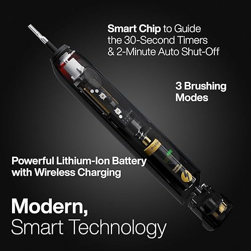 Miniatura 2 de Aquasonic ProSpin - Cepillo de dientes oscilante recargable con 4 cabezales de cepillo y estuche de viaje, 3 modos para dientes y encías,