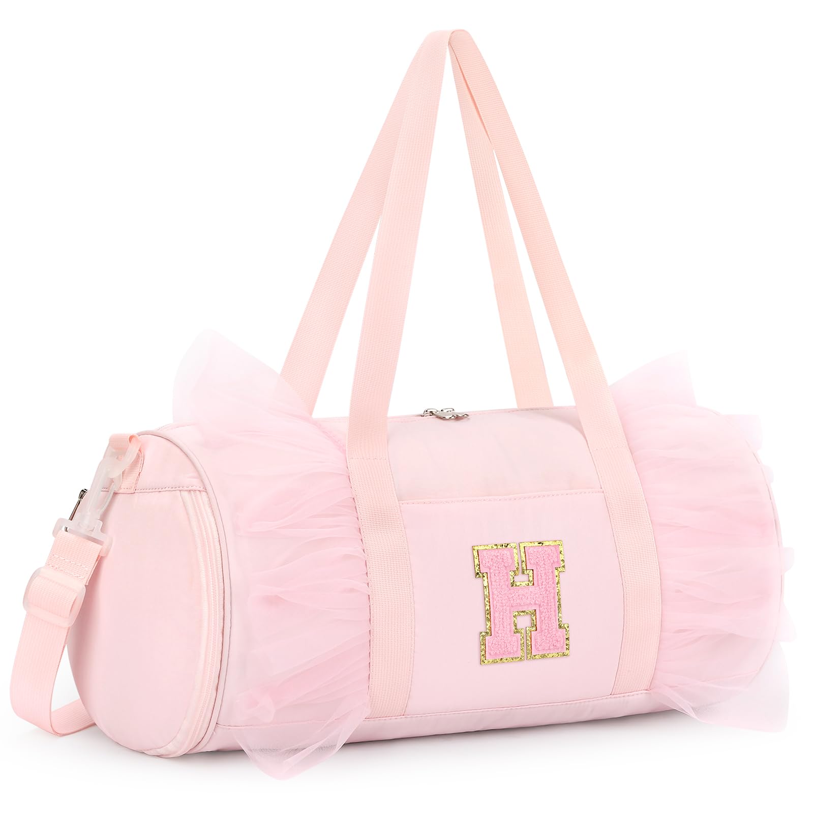 mibasies Dance Bag for Girls 6-8: Kids Duffle Bag - Ballet Bags for Girls 6-8 - Personalized Letter Girls Gifts Medium Pink H
