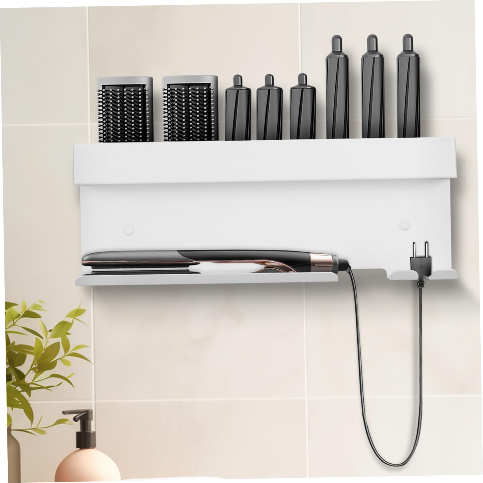 Cabilock Aluminium Haartrocknerhalterung Wand ohne Bohren Haartrockner und Lockenstabhalter Badezimmer Organizer Hitzebeständig Platzsparend