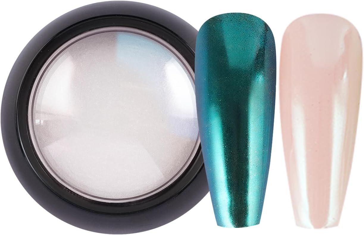 TWOEIGHT Chrome Nail Powder 4 ColorsIridescent Aurora Powder Metallic Mirror Effect Pigment Pearlescent Purple Mermaid Unicorn Pearl Dust Kit for Gel Polish Nail Art Decoration