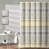 Lush Decor Nesco Stripe Shower Curtain, 72' x 72', Yellow & Gray