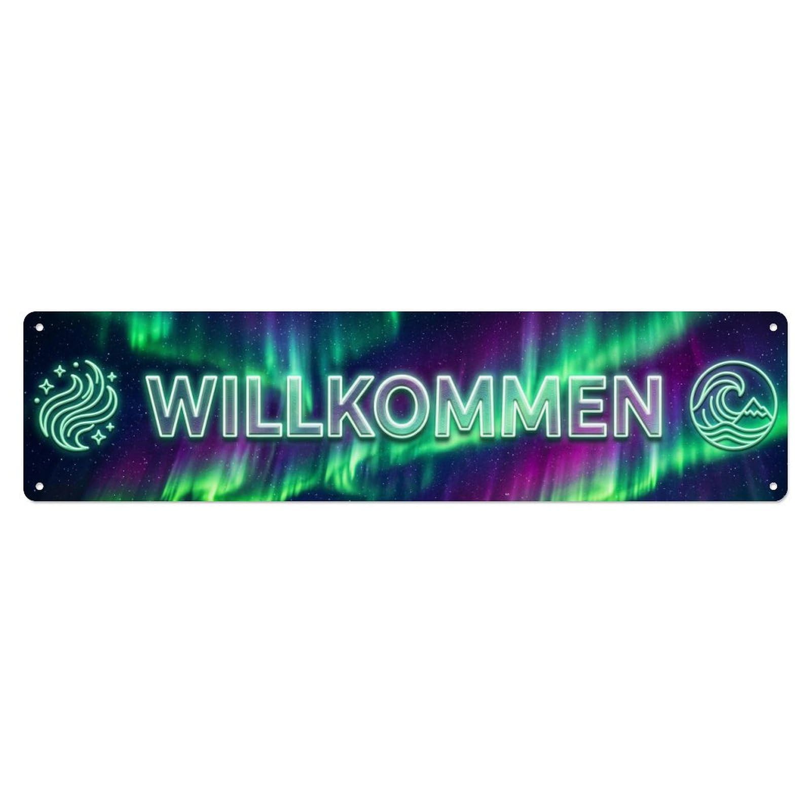 Neon Aurora Borealis Northern Lights Welcome Metal Tin Sign