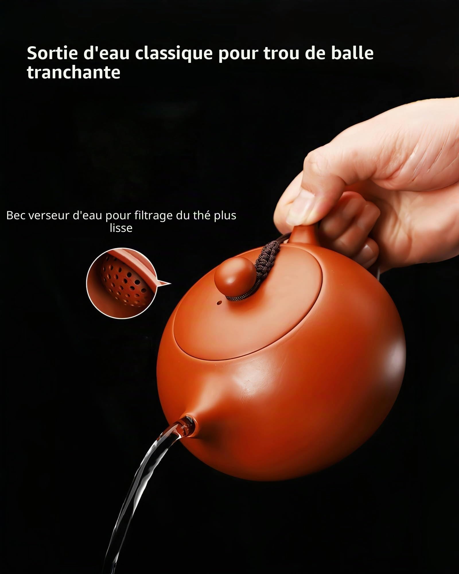 Théière Chinoise en Argile 400 ML, Yixing Zisha Xishi Théières, Theiere Terre Cuite, Faite à la Main Bouilloire en Argile Kung Fu avec Boîte et Torchon