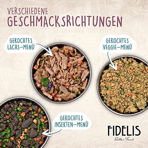 Fidelis – Gekochtes Frische-Menü Ente für Hunde 10 x 500g - Premium Hunde Futter mit 70% Fleischanteil und frischen Zutaten - Proteinhaltiges Hundefutter nass nicht extrudiert - Zucker- & Getreidefrei