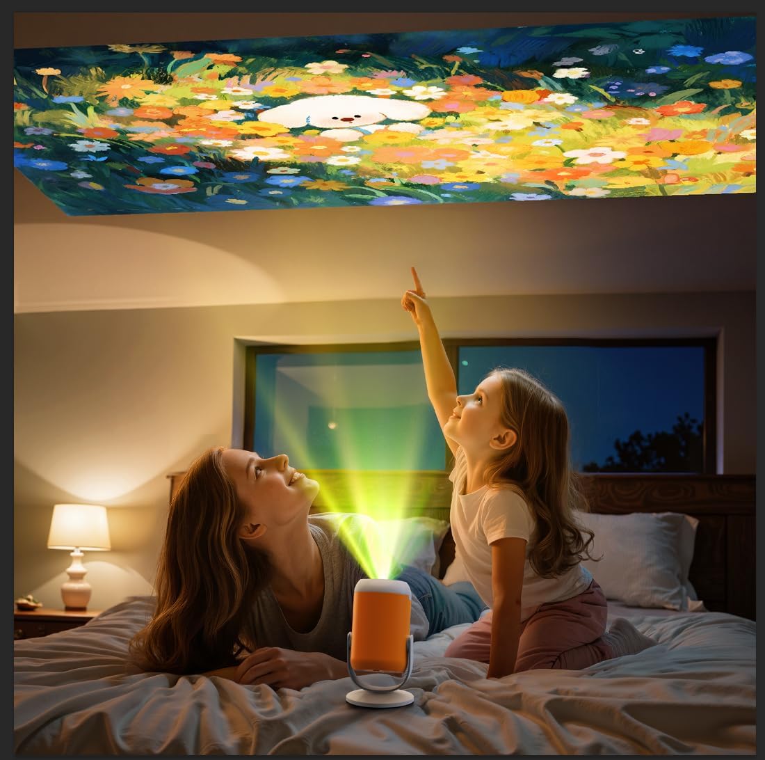 Portable Mini Projector with WiFi and Bluetooth Rotatable Movie Projector with Electronic Focus LED Pico Projectors for Home Theater Compatible with Smartphone, TV Stick, Laptop, HDMI, USB