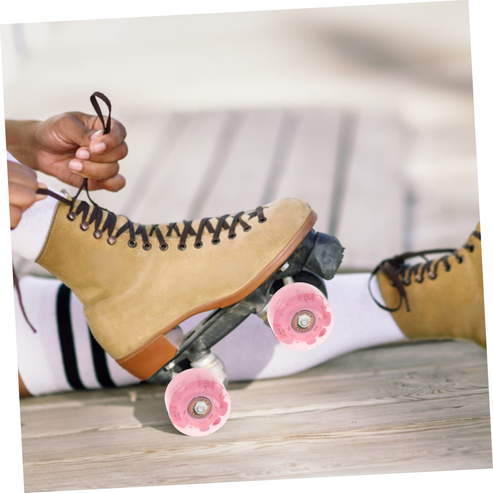 Ruedas de Patines Luces de Repuesto Pu Rosa 8 Piezas