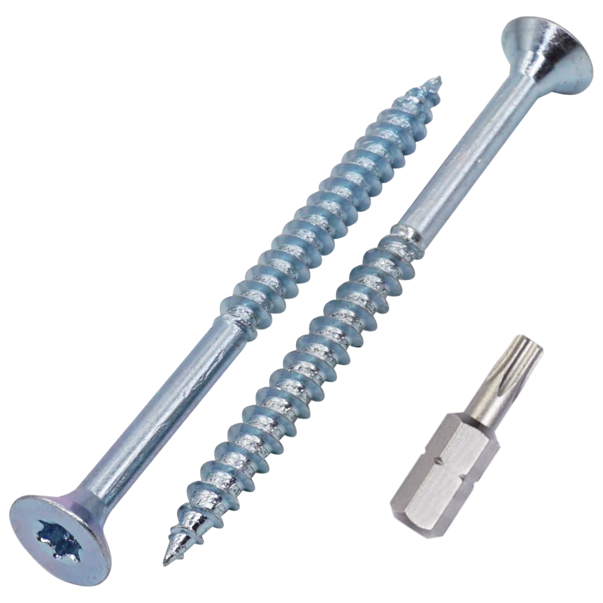 SKIR'CO (100 szt.) Wkręty do drewna ze stali ocynkowanej 6,0 x 90 mm, wkręty z łbem stożkowym Torx, wkręty do płyt wiórowych, częściowo gwintowane