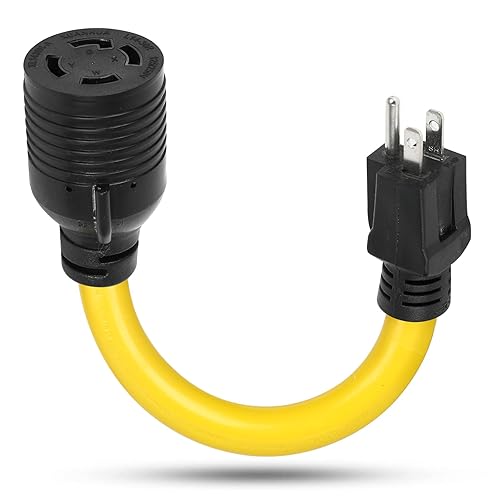 Adaptador de generador NEMA 5-15P a L14-30R de 1 pie, ZDHQLHJ de 3 clavijas 15 AMP 5-15 enchufe macho a 4 clavijas 30 amperios L14-30 hembra,