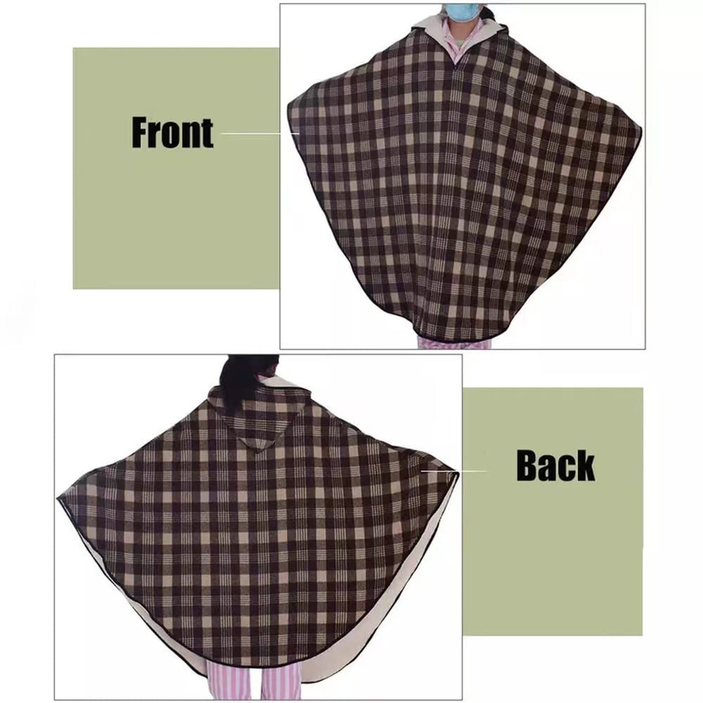 Manta con cremallera para silla de ruedas, capucha de vellón, capa impermeable para silla de ruedas, chal abrigado, chal de tela gruesa de doble capa, manta térmica, funda de silla de ruedas de i