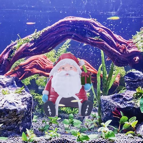 Image of Christmas Aquarium Decorations- Santa Claus Micro Landscape Ornaments for Betta Hiding in 5-30 Gallon Fish Tank
