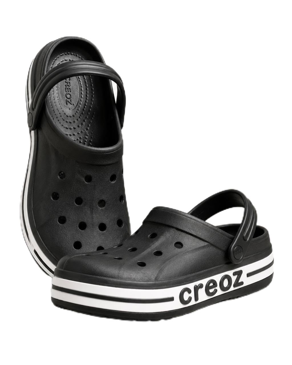 men's black eva slip-on clogs with adjustable back strap