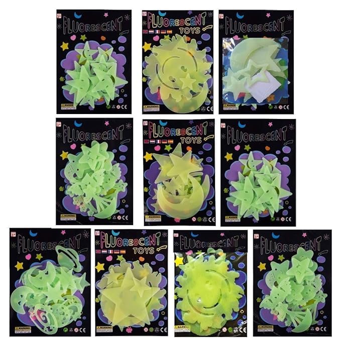 LITTLEMORE Glow in The Dark Radium Stickers Assorted Theme | Set of 10 | as Birthday Return Gift for Kids of All Age Group (B0CNGJHSHK) Amazon Price History, Amazon Price Tracker