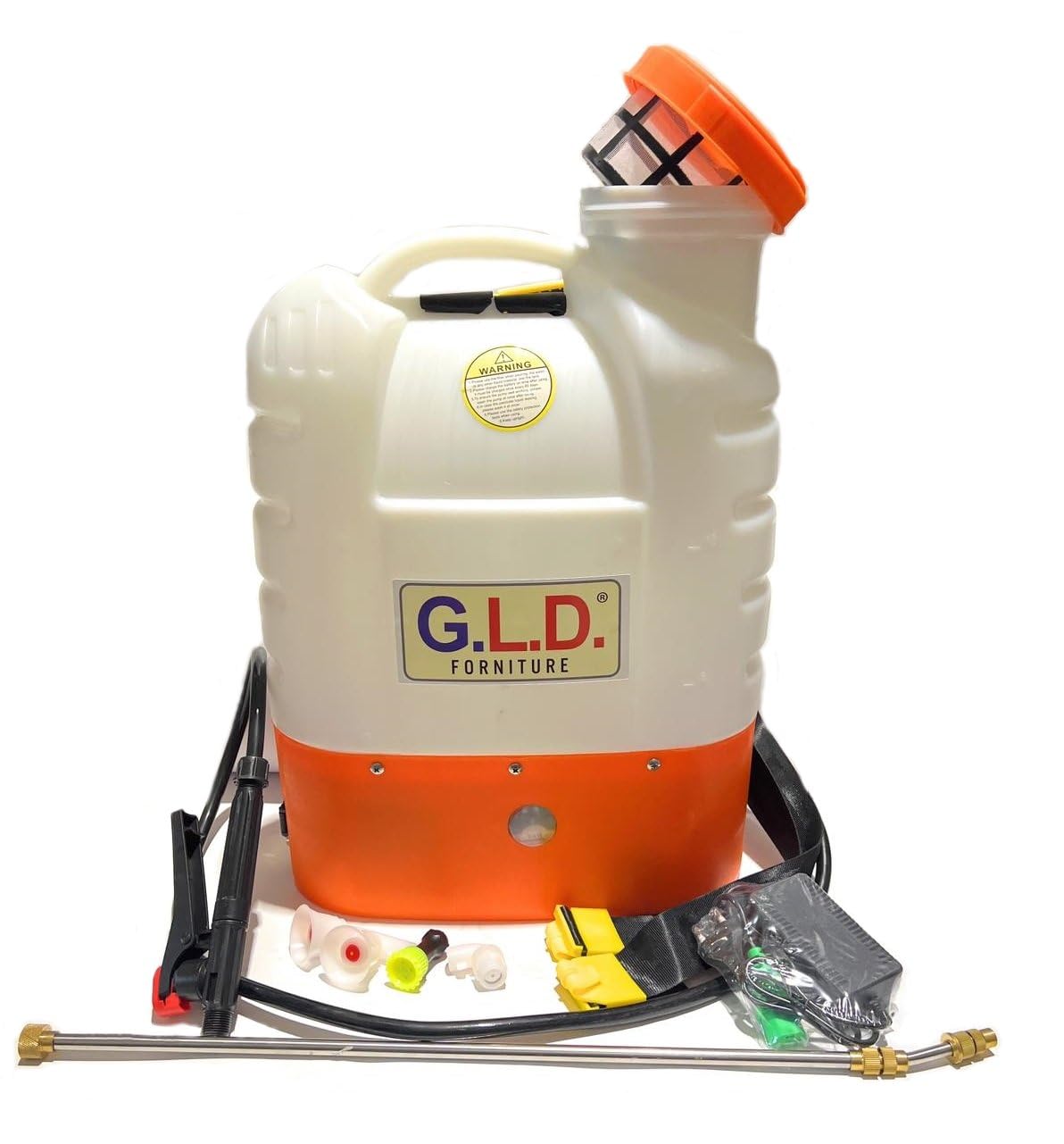 Pompa irroratrice a spalla da 16 lt con batteria al litio caricabatteria incluso, lancia con ugello in ottone e 3 ugelli in plastica