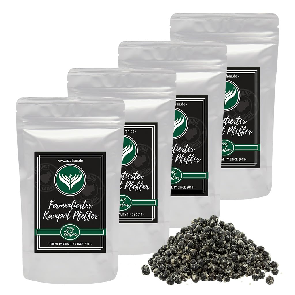 Azafran Fermentierter Kampot Pfeffer (Pfefferkörner ganz) Gourmetpfeffer 500g