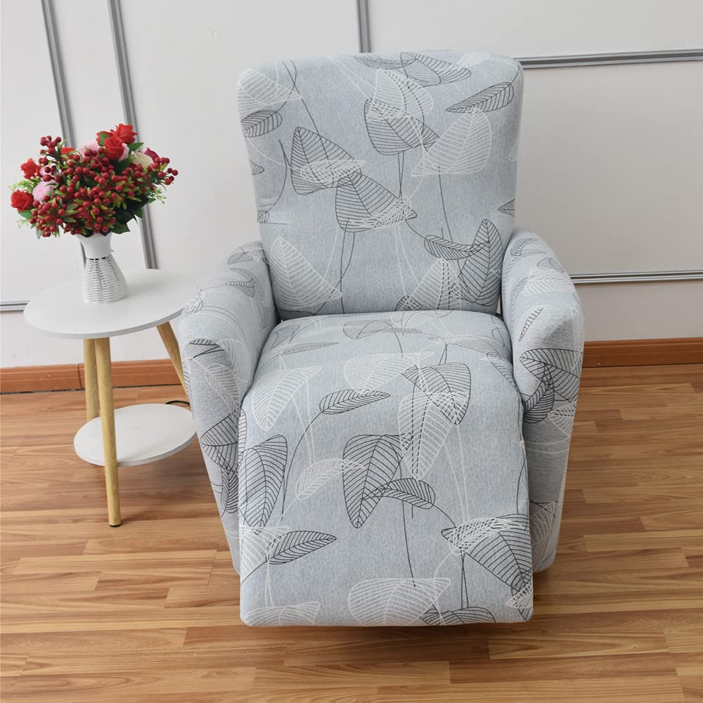 Highdi Housse De Fauteuil Relax Extensible 4 Pièces - Protection Antidérapante Avec Poche Latérale (Feuilles D'Automne)