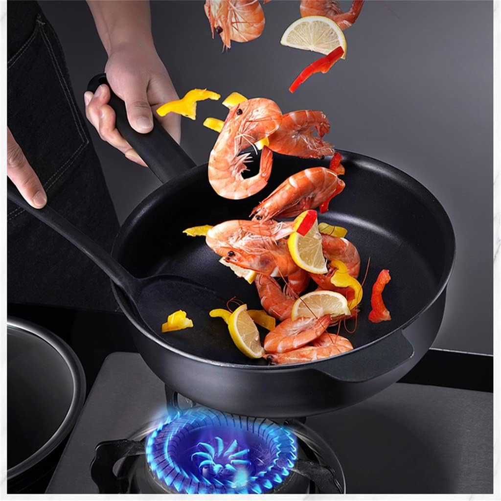 Cookware Set Black Pan With Lid Cutlery Collection Nonstick Kitchen Supplies