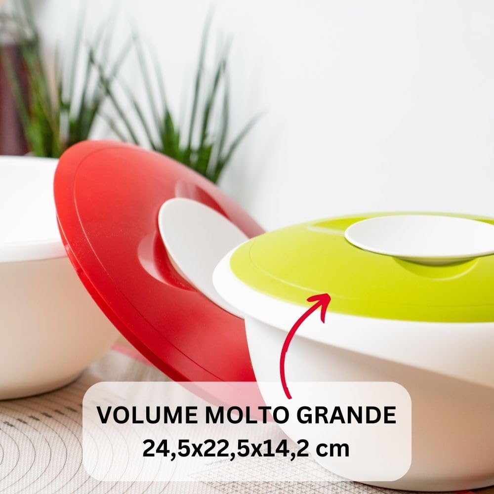 Westmark Ciotola da cucina con coperchio in due parti, 3,5 l, Con beccuccio, Plastica, Bianco/Rosso, 3155227R