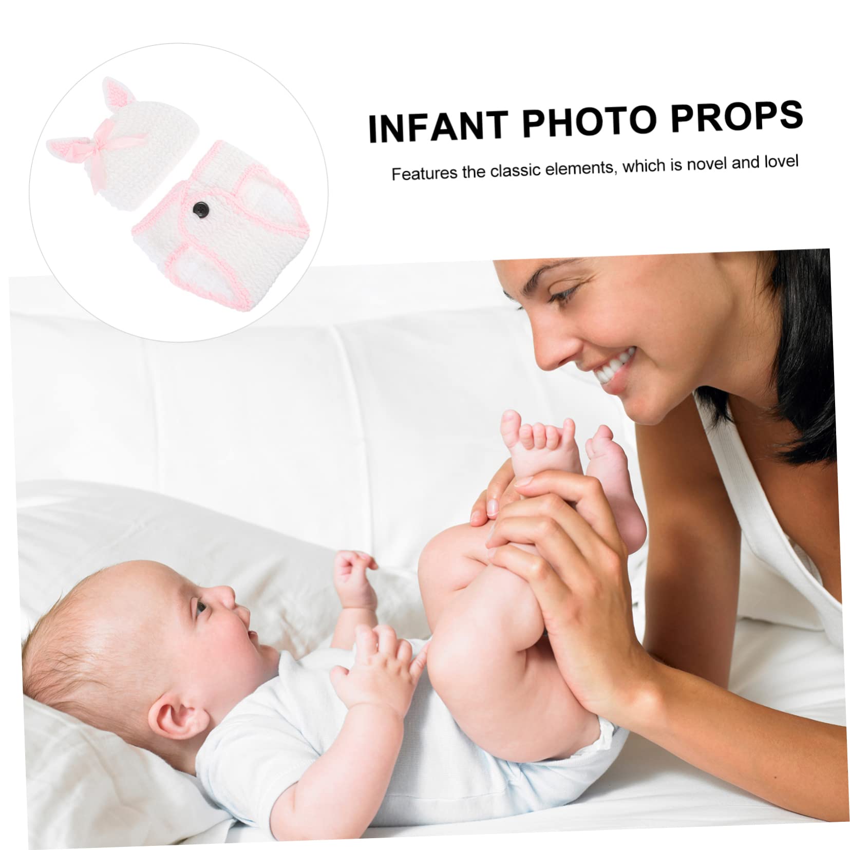 Sosoport 4juegos Conjunto De Fotografía para Recién Nacidos Disfraz De Conejito De Ganchillo Ropa para Bebés Accesorios para Sesiones Fotográficas para Fiestas y Celebraciones