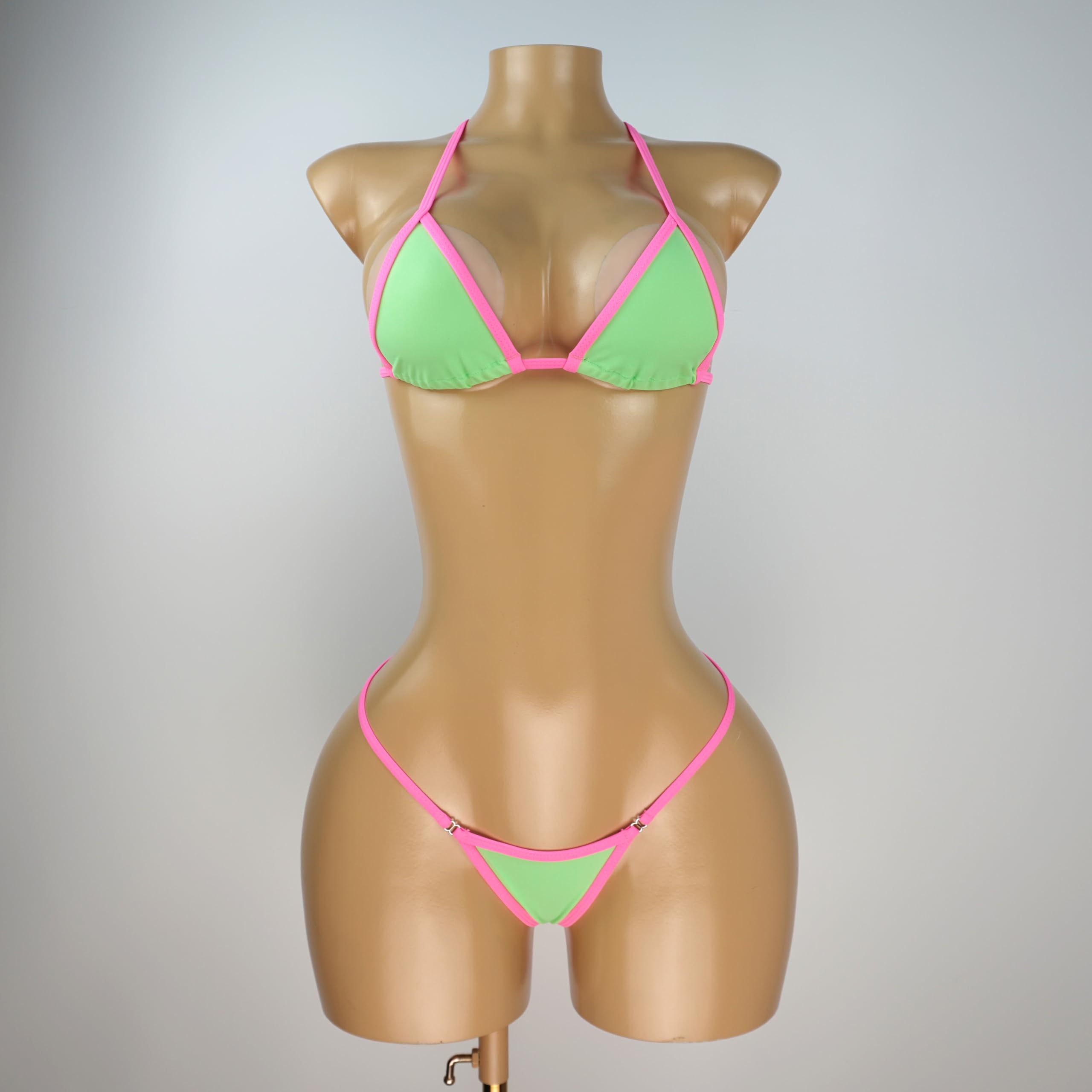 SHERRYLO Mikrobikini, trójkątny top ze sznurkiem, stringi, dwuczęściowe, egzotyczne stroje kąpielowe, mini kostiumy kąpielowe
