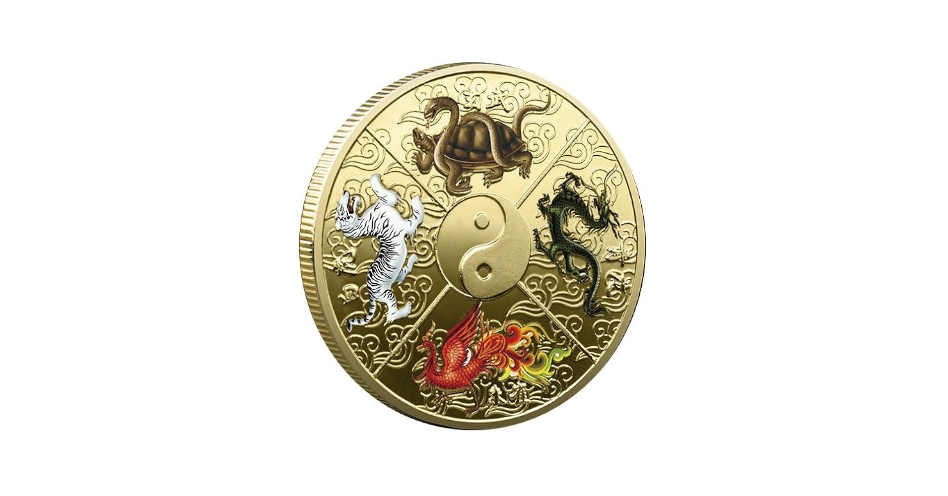 Amazon.com: JinChengnan 中國幸運幣四大神獸的太極古老神獸彩票