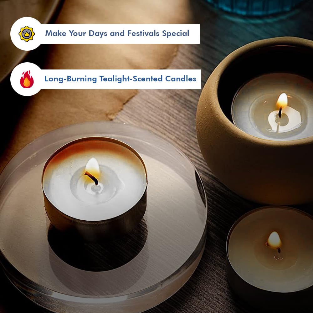 ZOPPER 50 Tea Lights Candle Unscented, Smokeless, Long Burning Tea Lights for Christmas Weddings Events, Parties & Home Décor - Image 4