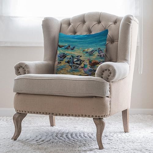 Miniatura 3 de Funda de almohada de palomas de playa, fundas de cojín cuadradas suaves, decoración del hogar para sofá, dormitorio, automóvil, oficina, fundas de