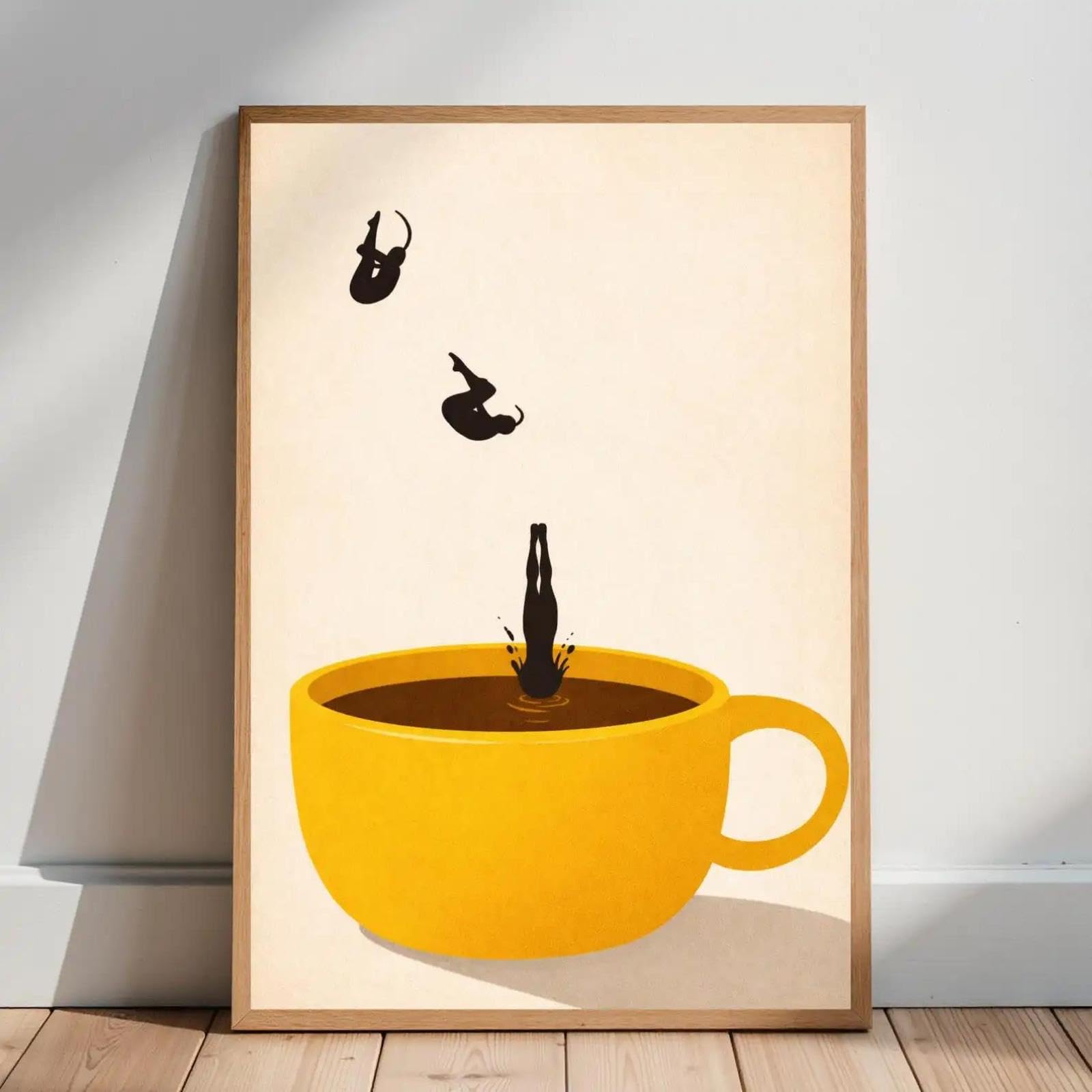 SHINERING Abstract Coffee Dive Canvas Painintg Wall Art Poster, Surreal Drink Art For Kitchen And Living Room Decortion 40X50Cm Unframed