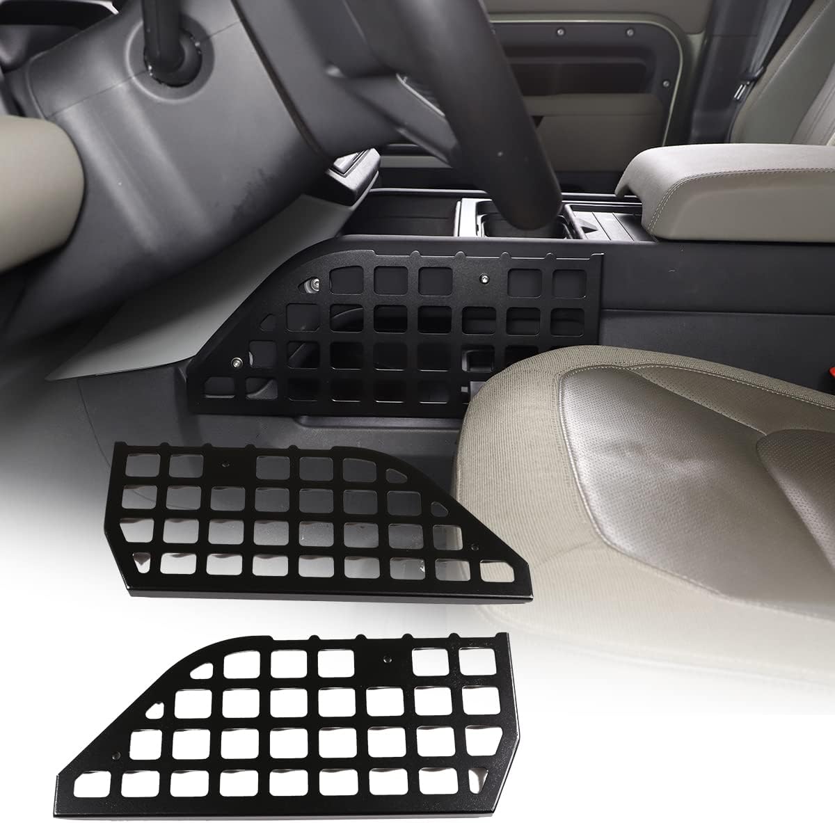 YIWANG Black Aluminum Alloy Car Trunk Storage Basket Organizer For Land Rover Defender 110 2020-2022 Auto Accessories (Central Control Bag Rack)