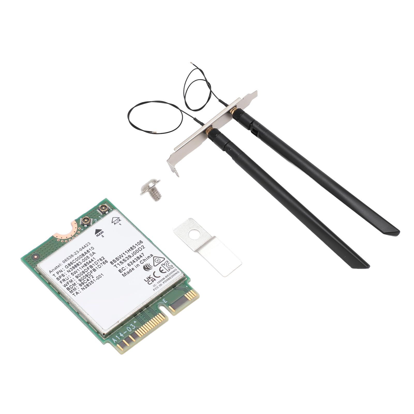 KIMISS Scheda WiFi 7 BE200NGW 2.4G 574Mbps 5G 2400Mbps 6G 5800Mbps MU MIMO Scheda di Rete con 5.4 per 10/11, OS (WiFi 7 con antenna e staffa)