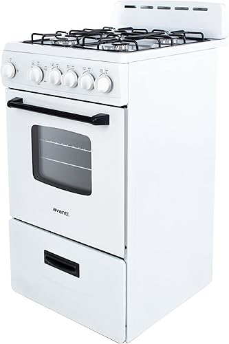 Miniatura 9 de Avanti Gas Range Oven, Compact Freestanding Design, 4 Sealed Burners with Electronic Ignition, 2.1 Cu.Ft. Capacity Features Framed Glass Door