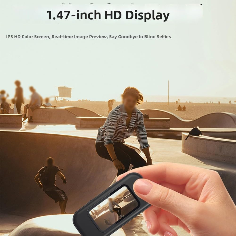 Fotocamera compatta in ABS con custodia magnetica | Video 4K per l'acquisizione, obiettivo grandangolare, stabilizzazione EIS, connettività WiFi, per il controllo app smartphone