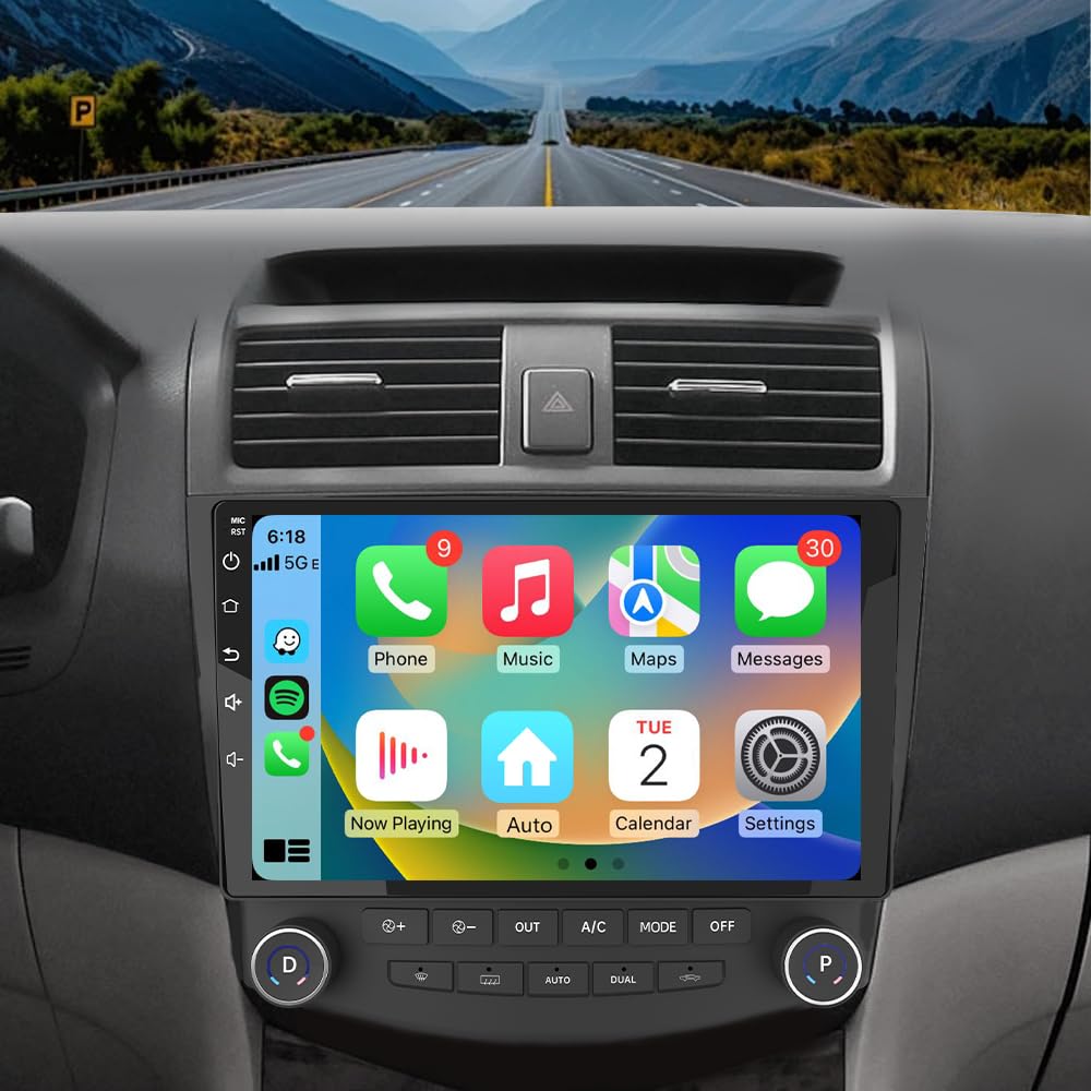 Car Radio Stereo for Honda Accord 2003 2004 2005 2006 2007,Built-in Carplay/Android Auto 10 inch Head Unit 2G RAM 32G ROM with WiFi GPS Navigation DSP Bluetooth