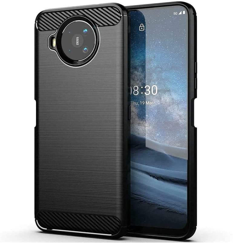 Image of NPRC Hybrid Ultra Slim Protective Case TPU Non-Slip Carbon Fiber Texture Shockproof Case Cover for Nokia 8.3 - Black